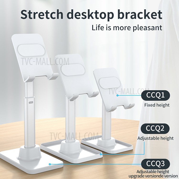 Q3 Adjustable Desktop Cell Phone Holder for iPhone iPad Samsung Tablet Desk Mount Phone Stand Support - White-2