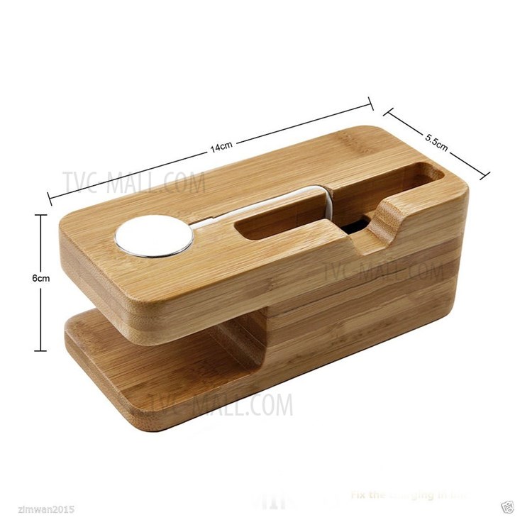 DCR-003 Natural Bamboo Wood Dock Base Base Base Per Telefono Multi-funzione Supporto Caricabatterie Per Apple Guarda IPhone-13