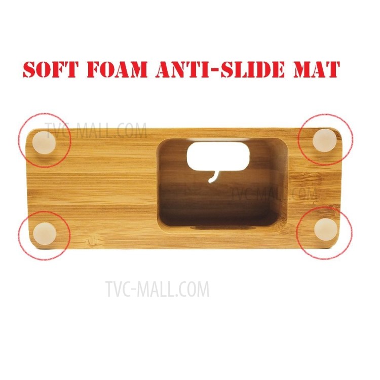 DCR-003 Natural Bamboo Wood Dock Base Base Base Per Telefono Multi-funzione Supporto Caricabatterie Per Apple Guarda IPhone-3