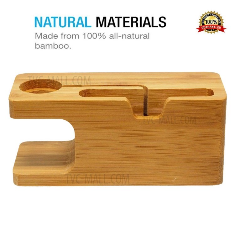 DCR-003 Natural Bamboo Wood Dock Base Base Base Per Telefono Multi-funzione Supporto Caricabatterie Per Apple Guarda IPhone-4