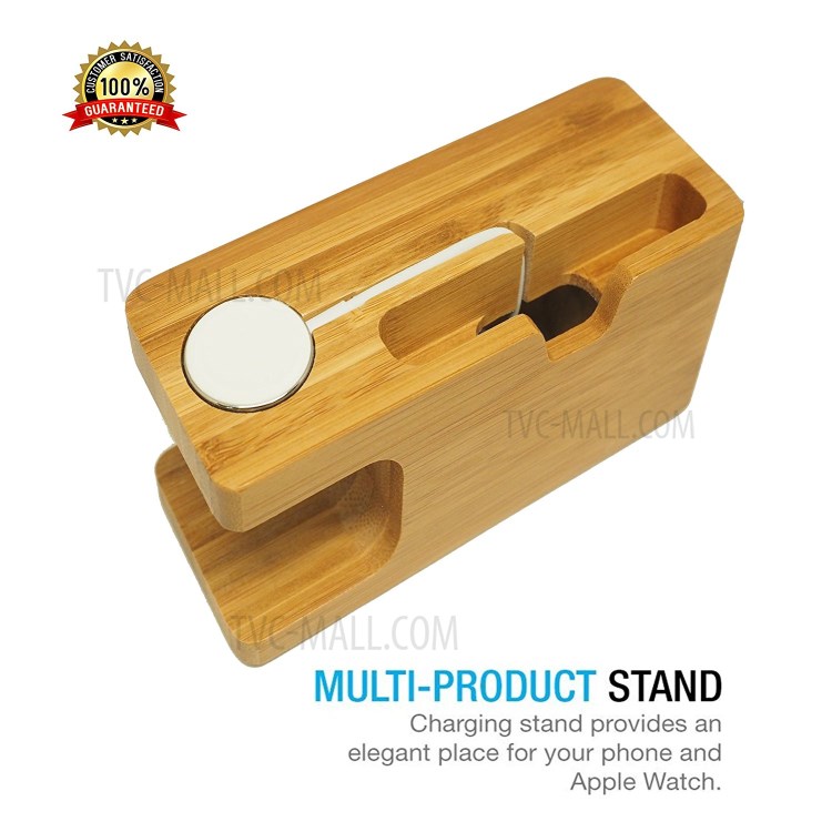 DCR-003 Natural Bamboo Wood Dock Base Base Base Per Telefono Multi-funzione Supporto Caricabatterie Per Apple Guarda IPhone-5