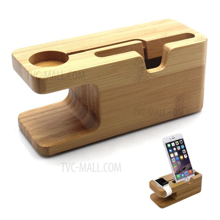DCR-003 Natural Bamboo Wood Dock Base Base Base Per Telefono Multi-funzione Supporto Caricabatterie Per Apple Guarda IPhone-6