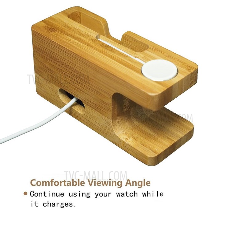 DCR-003 Natural Bamboo Wood Dock Base Base Base Per Telefono Multi-funzione Supporto Caricabatterie Per Apple Guarda IPhone-8