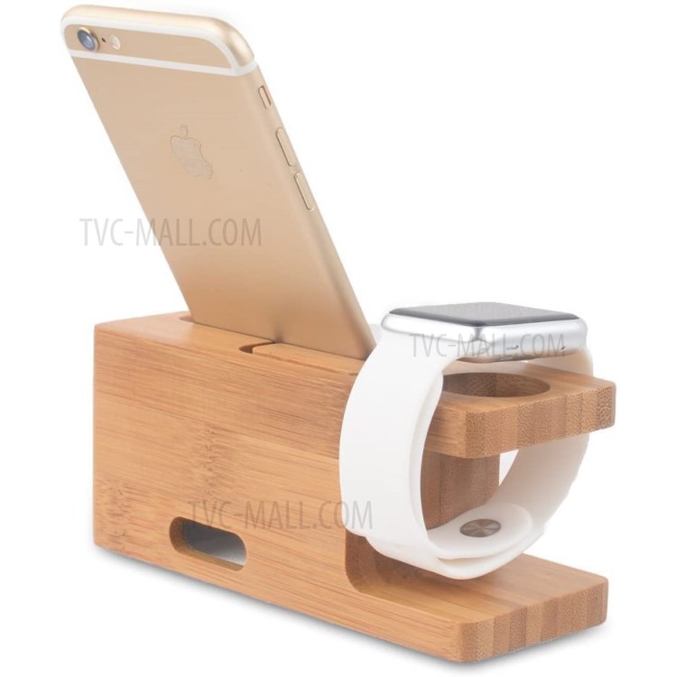 DCR-003 Natural Bamboo Wood Dock Base Base Base Per Telefono Multi-funzione Supporto Caricabatterie Per Apple Guarda IPhone-9