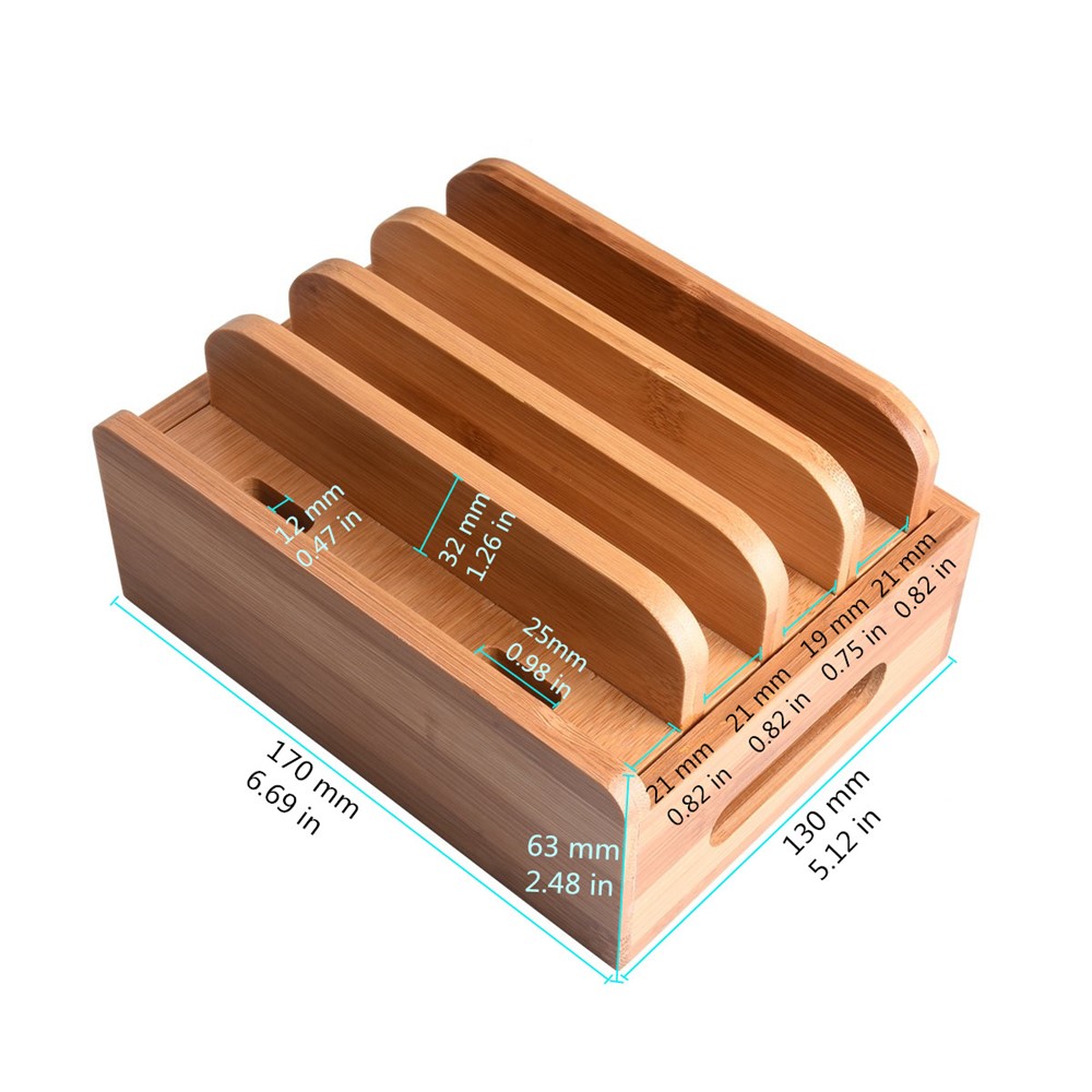 DCR-017 Bamboo Wood Desktop Phone Dock Station Charger Holder Cradle Stand Without Charger for iPhone iPad-2