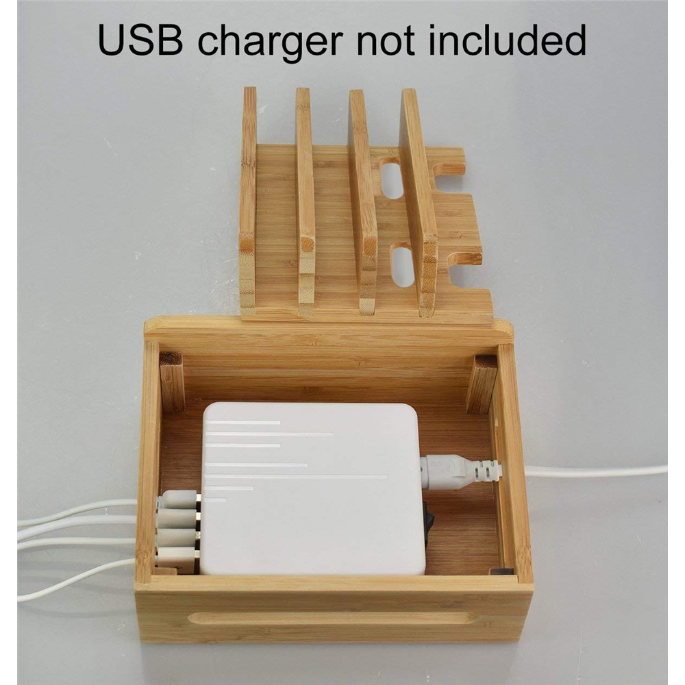 DCR-017 Bamboo Wood Desktop Phone Dock Station Charger Holder Cradle Stand Without Charger for iPhone iPad-4
