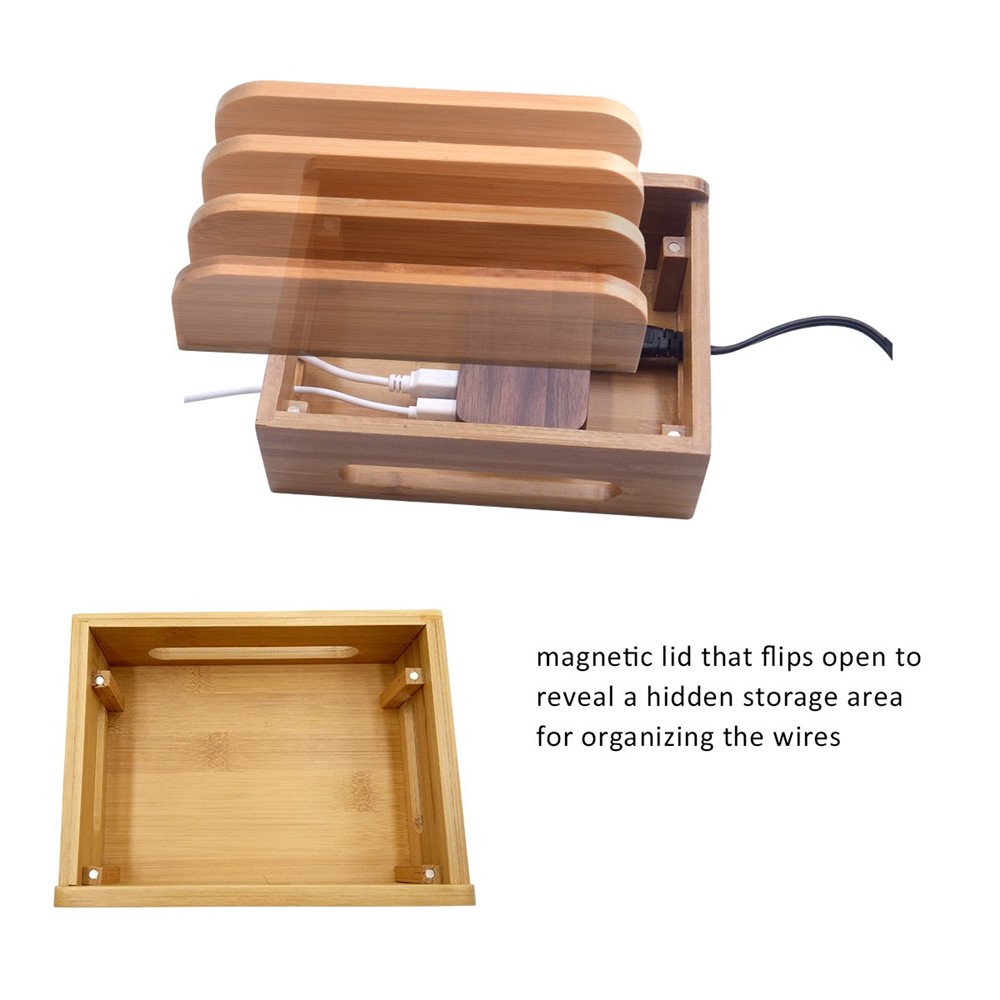 DCR-017 Bamboo Wood Desktop Phone Dock Station Charger Holder Cradle Stand Without Charger for iPhone iPad-5