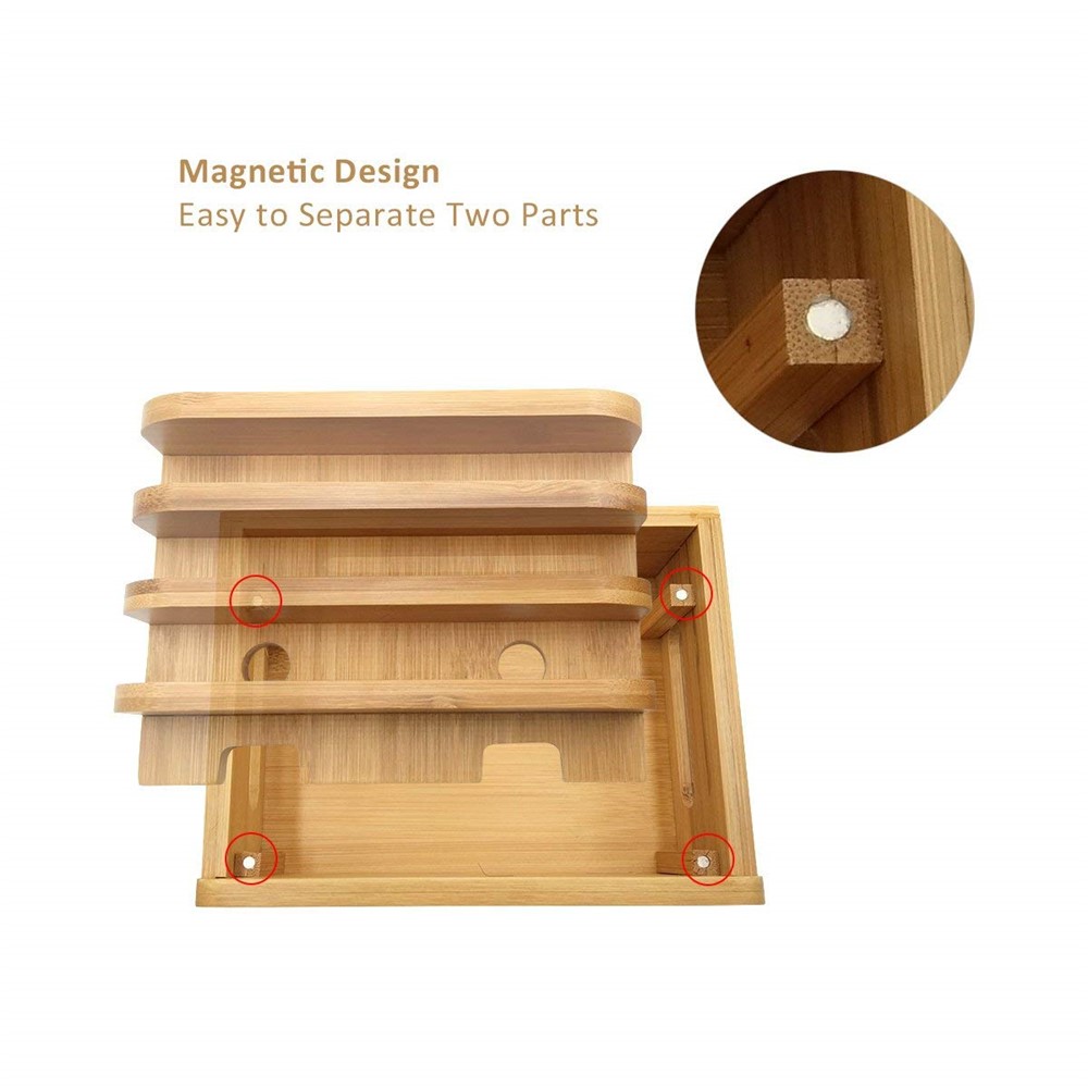 DCR-017 Bamboo Wood Desktop Phone Dock Station Charger Holder Cradle Stand Without Charger for iPhone iPad-6