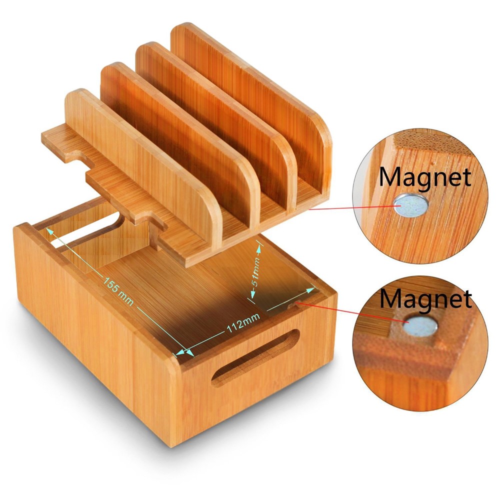DCR-017 Bamboo Wood Desktop Phone Dock Station Charger Holder Cradle Stand Without Charger for iPhone iPad-8