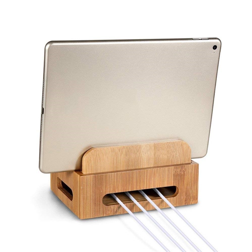 DCR-017 Bamboo Wood Desktop Phone Dock Station Charger Holder Cradle Stand Without Charger for iPhone iPad-9