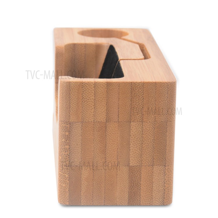 DCR-007 2 en 1 Bamboo Wood Charging Dock Suptor de la Estación de Escritorio Para Apple Watch Iphone-7