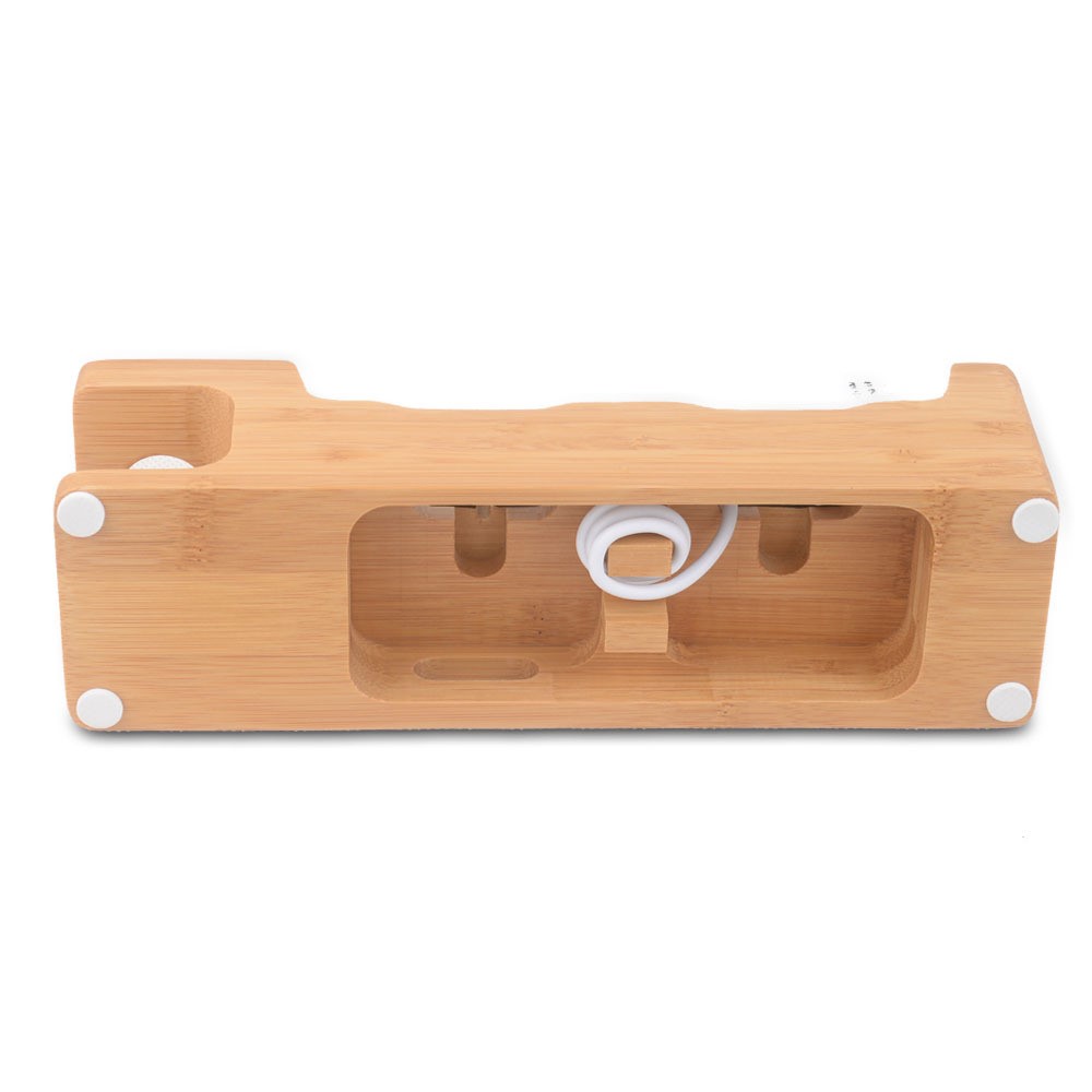 DCR-008 Desktop Station Bamboo Wood Charging Dock Holder for Apple Watch iPhone Samsung Huawei-8
