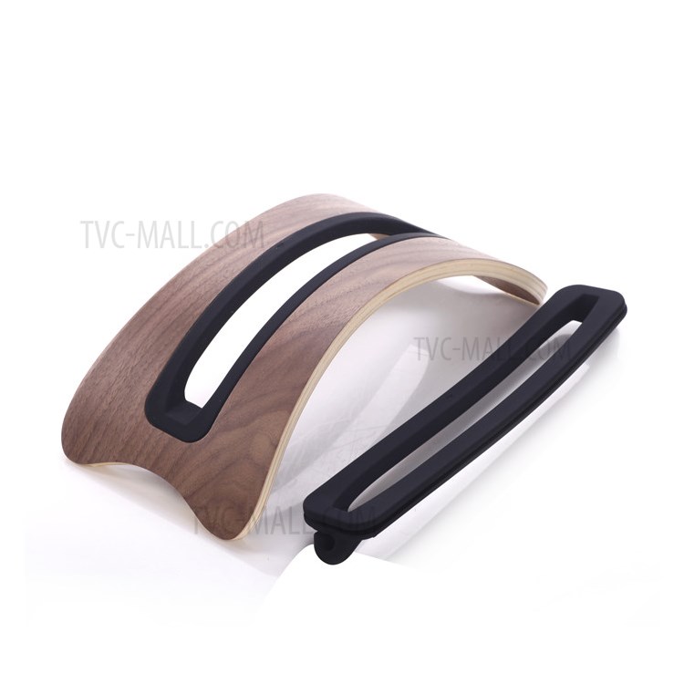 DCR-005 Wooden Vertical Laptop Stand Space-saving Desktop Erected Holder Rack for Apple MacBook Pro - Black-5