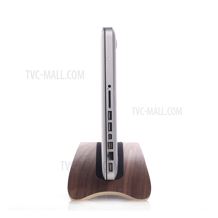 DCR-005 Wooden Vertical Laptop Stand Space-saving Desktop Erected Holder Rack for Apple MacBook Pro - Black-6