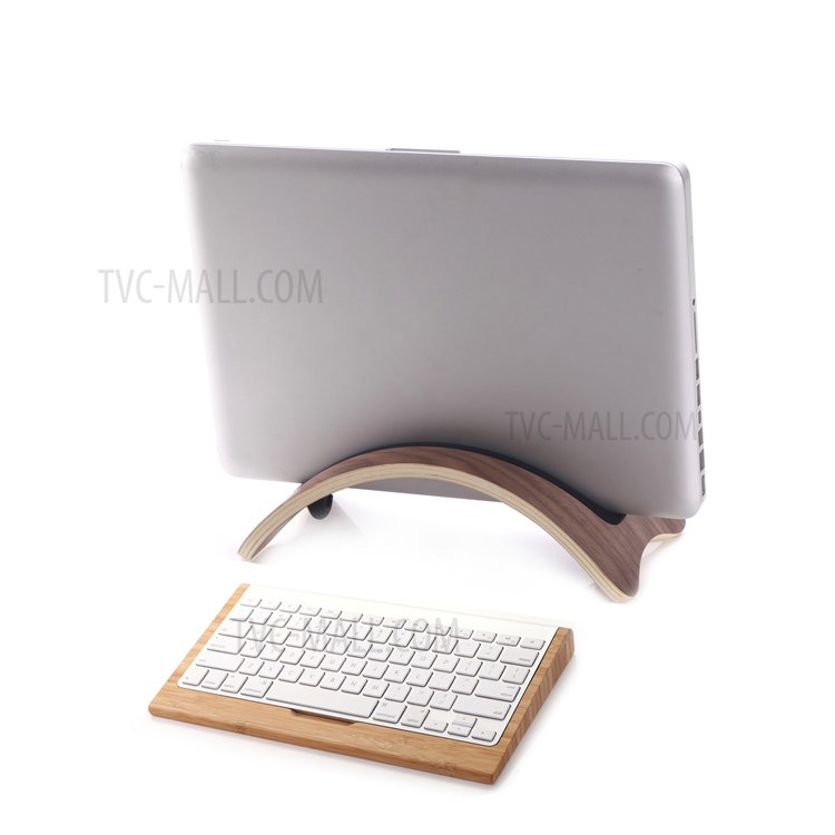 DCR-005 Wooden Vertical Laptop Stand Space-saving Desktop Erected Holder Rack for Apple MacBook Pro - Black-7