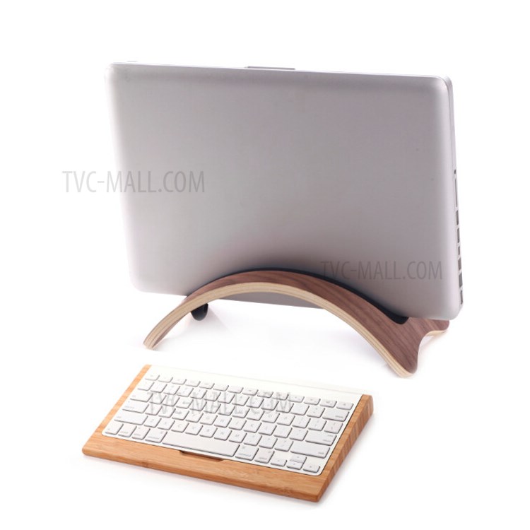 DCR-005 Wooden Vertical Laptop Stand Space-saving Desktop Erected Holder Rack for Apple MacBook Pro - Black-8