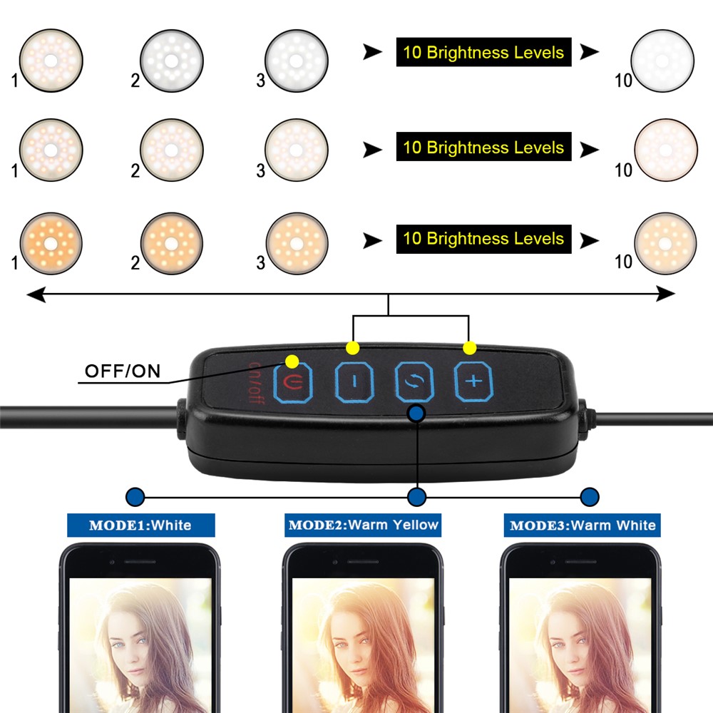 NS-08 LED Ring Light with Tripod Phone Clip Dimmable Selfie Fill Lamp Beauty Photography Light for Live Stream-2