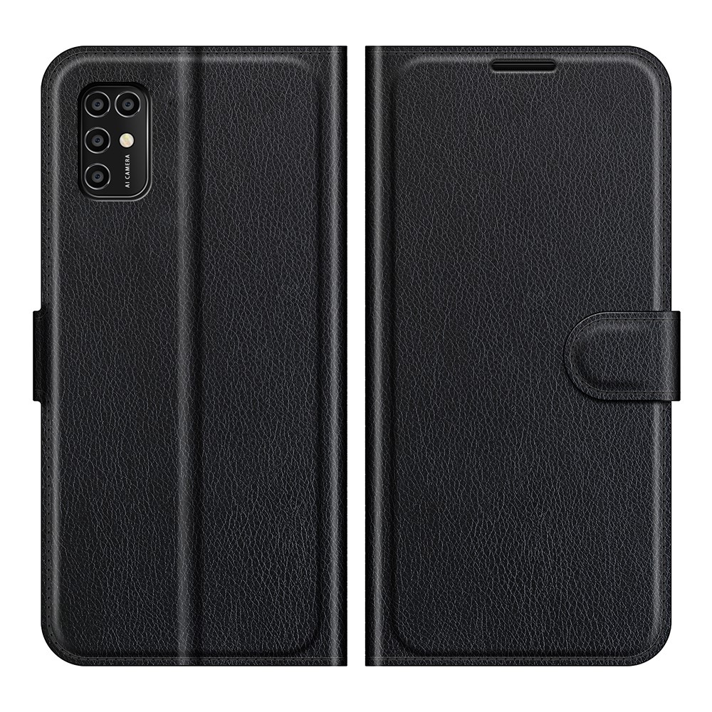 Litchi Texture Leather Wallet Phone Case Folio Flip Cover with Stand for ZTE Blade V2020 Smart - Black-1