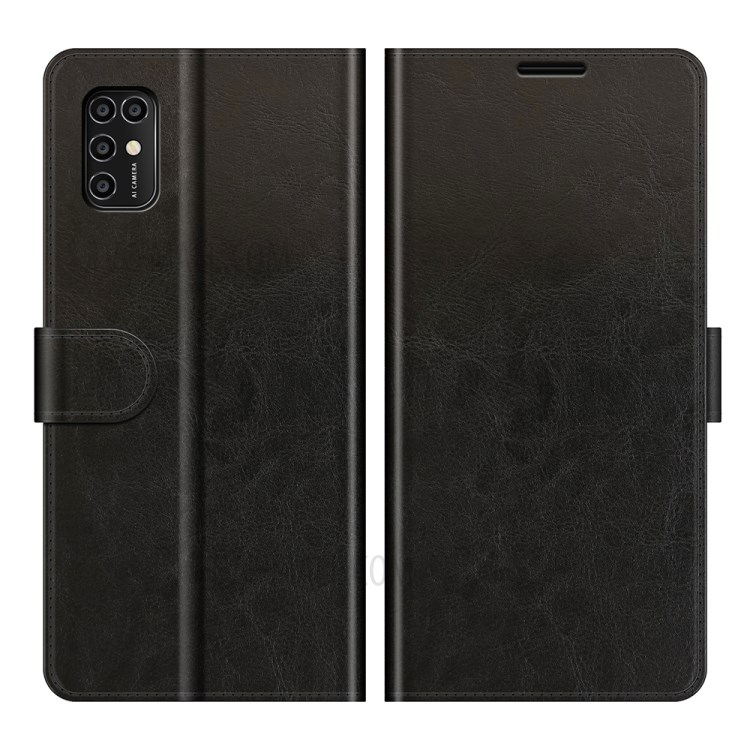 Wallet Design Case Retro Style Crazy Horse Texture Leather for ZTE Blade V2020 Smart - Black-1