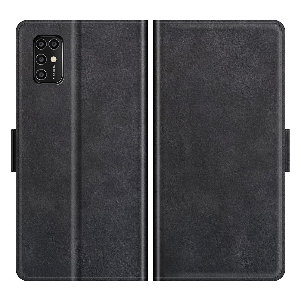Double Clasp Magnetic Closure Wallet Stand PU Leather Phone Case Shell for ZTE Blade V2020 Smart - Black-1