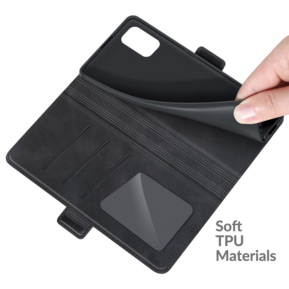 Double Clasp Magnetic Closure Wallet Stand PU Leather Phone Case Shell for ZTE Blade V2020 Smart - Black-7