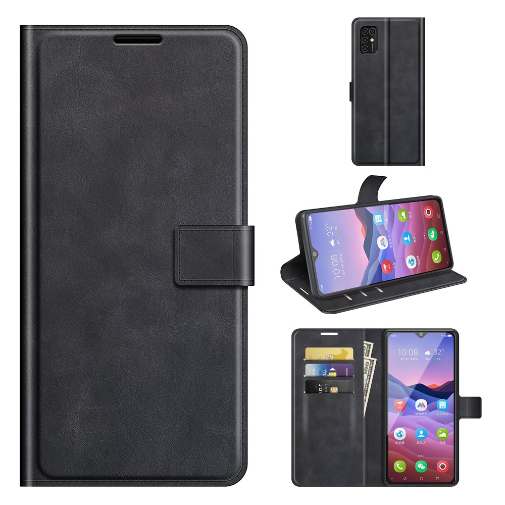 Magnetic Square Clasp Leather Wallet Stand Protective Case Cover for ZTE Blade V2020 Smart - Black-8