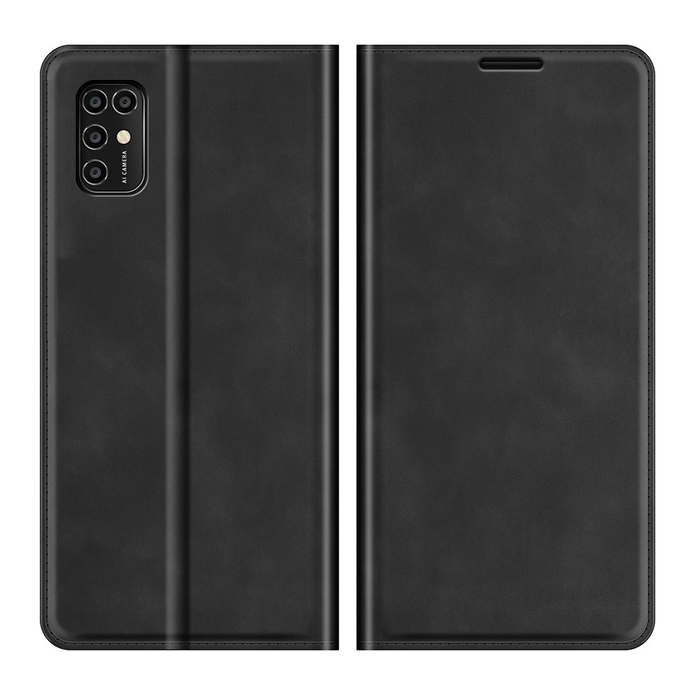 Auto-Absorbed Skin-touch Leather Cover Protective Case with Wallet Stand for ZTE Blade V2020 Smart - Black-1
