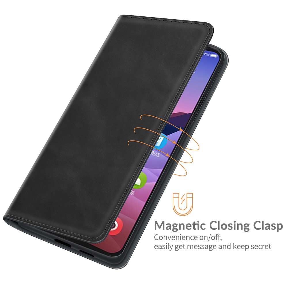 Auto-Absorbed Skin-touch Leather Cover Protective Case with Wallet Stand for ZTE Blade V2020 Smart - Black-6