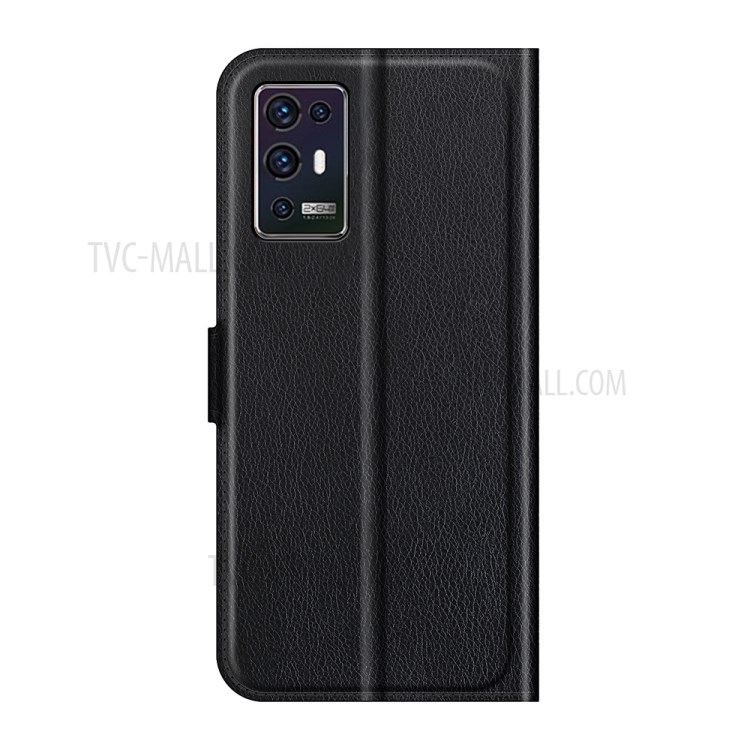 Litchi Skin Leather Wallet Case for ZTE Axon 30 Pro 5G Mobile Phone Stand Cover - Black-3