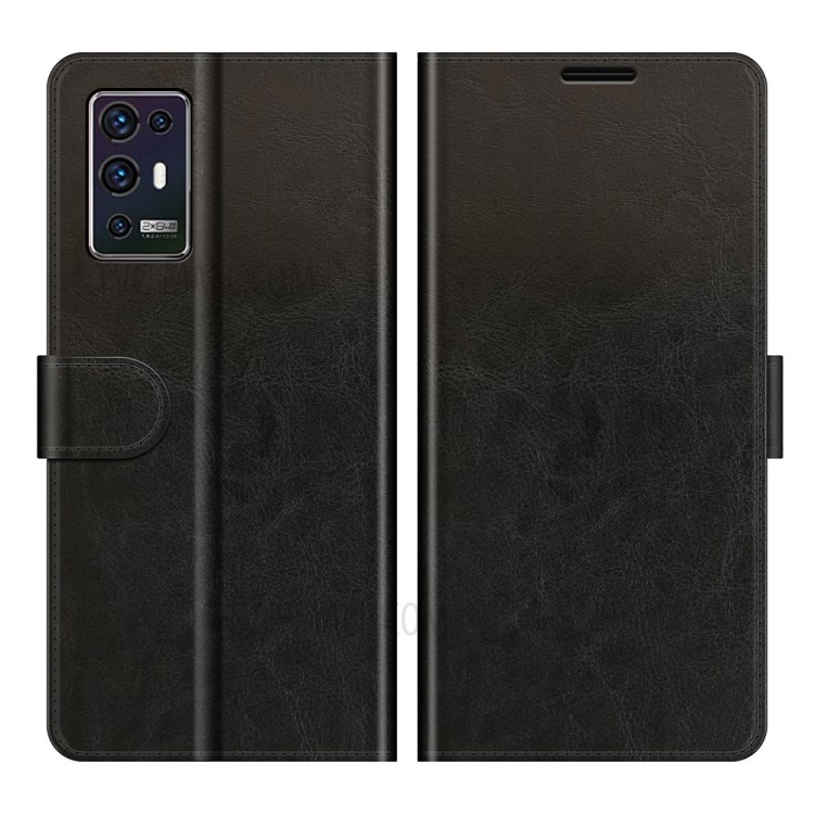 Vintage Style Crazy Horse Texture Leather Case with Wallet Stand for ZTE Axon 30 Pro 5G - Black-1