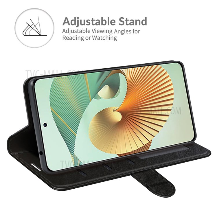 Vintage Style Crazy Horse Texture Leather Case with Wallet Stand for ZTE Axon 30 Pro 5G - Black-5