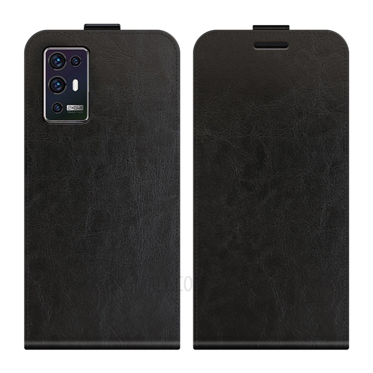 Card Holder Design Vertical Flip Crazy Horse Texture Leather Case for ZTE Axon 30 Pro 5G - Black-1