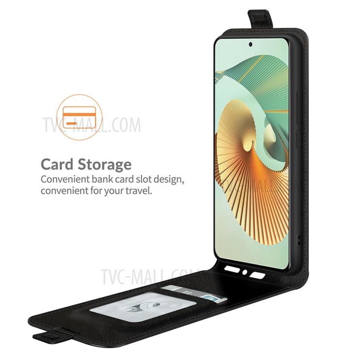 Card Holder Design Vertical Flip Crazy Horse Texture Leather Case for ZTE Axon 30 Pro 5G - Black-4