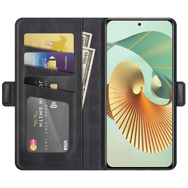Magnetic Clasp Closure Wallet PU Leather Phone Stand Case Shell for ZTE Axon 30 Pro 5G - Black-4