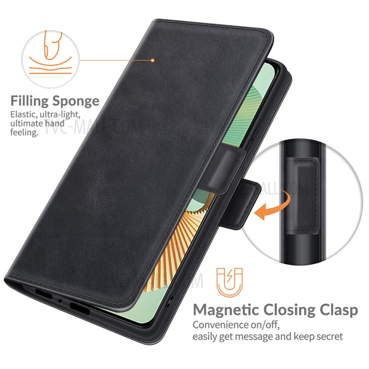 Magnetic Clasp Closure Wallet PU Leather Phone Stand Case Shell for ZTE Axon 30 Pro 5G - Black-6