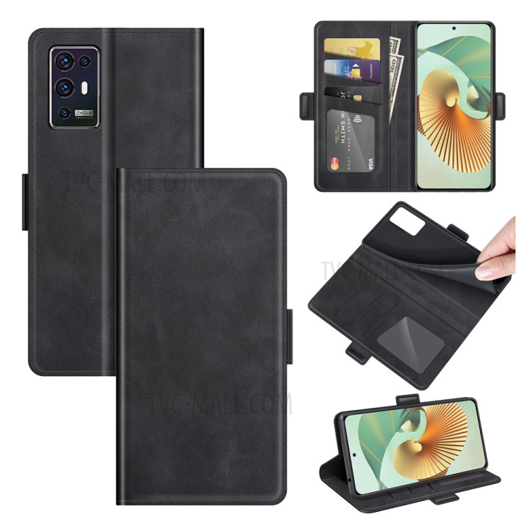 Magnetic Clasp Closure Wallet PU Leather Phone Stand Case Shell for ZTE Axon 30 Pro 5G - Black-8