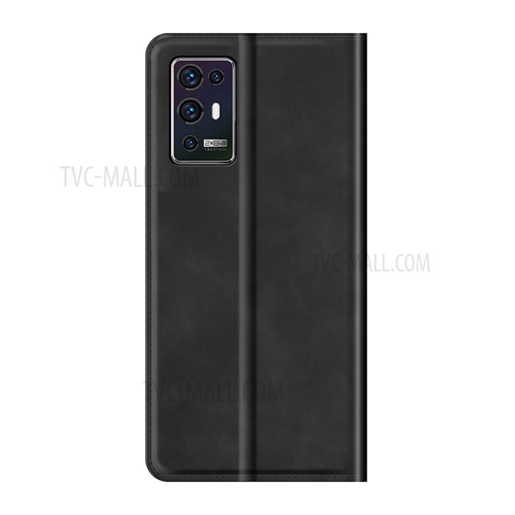 Skin-touch Leather Protective Cover with Wallet Stand for ZTE Axon 30 Pro 5G Auto-Absorbed Case - Black-3