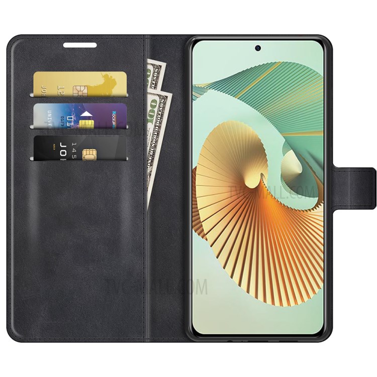 Wallet Stand Design Leather Protective Case Magnetic Square Clasp Cover for ZTE Axon 30 Pro 5G - Black-4