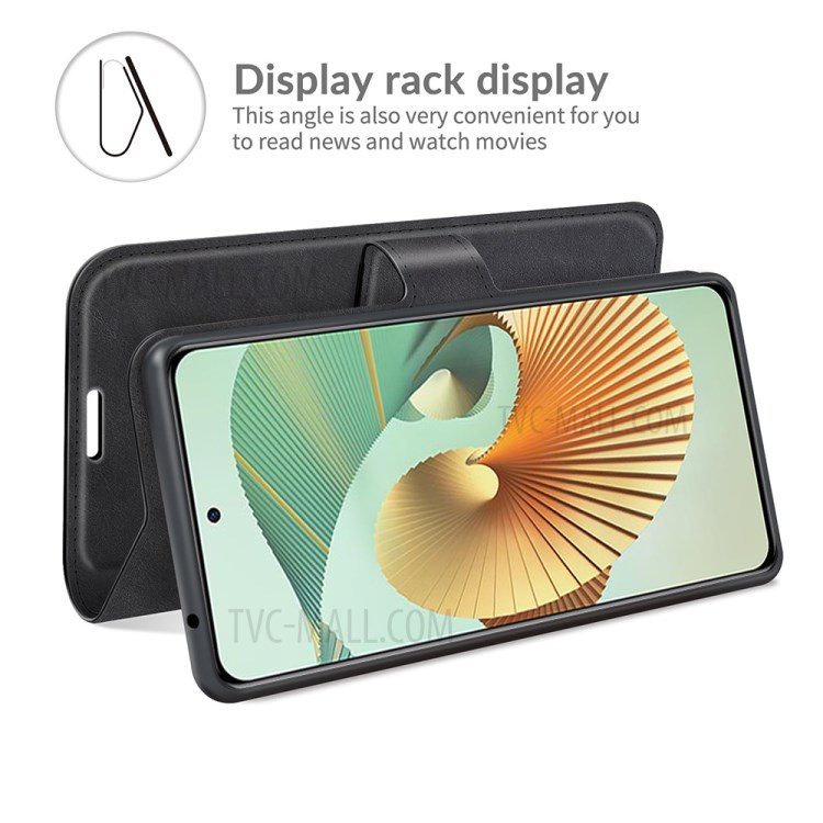 Wallet Stand Design Leather Protective Case Magnetic Square Clasp Cover for ZTE Axon 30 Pro 5G - Black-6