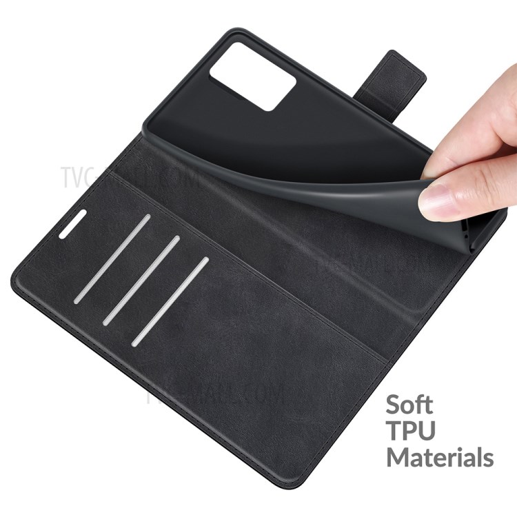Wallet Stand Design Leather Protective Case Magnetic Square Clasp Cover for ZTE Axon 30 Pro 5G - Black-7