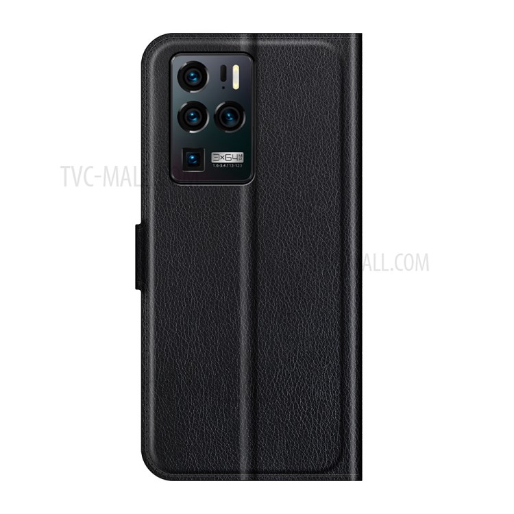 Litchi Skin Leather Wallet Mobile Phone Stand Cover Case for ZTE Axon 30 Ultra 5G - Black-3
