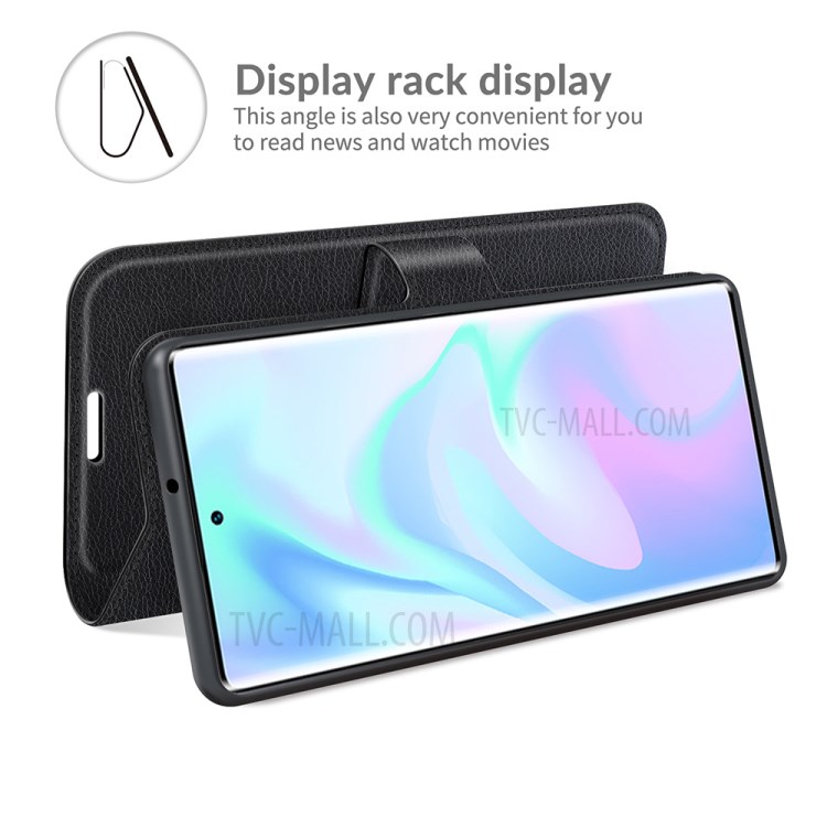 Litchi Skin Leather Wallet Mobile Phone Stand Cover Case for ZTE Axon 30 Ultra 5G - Black-6