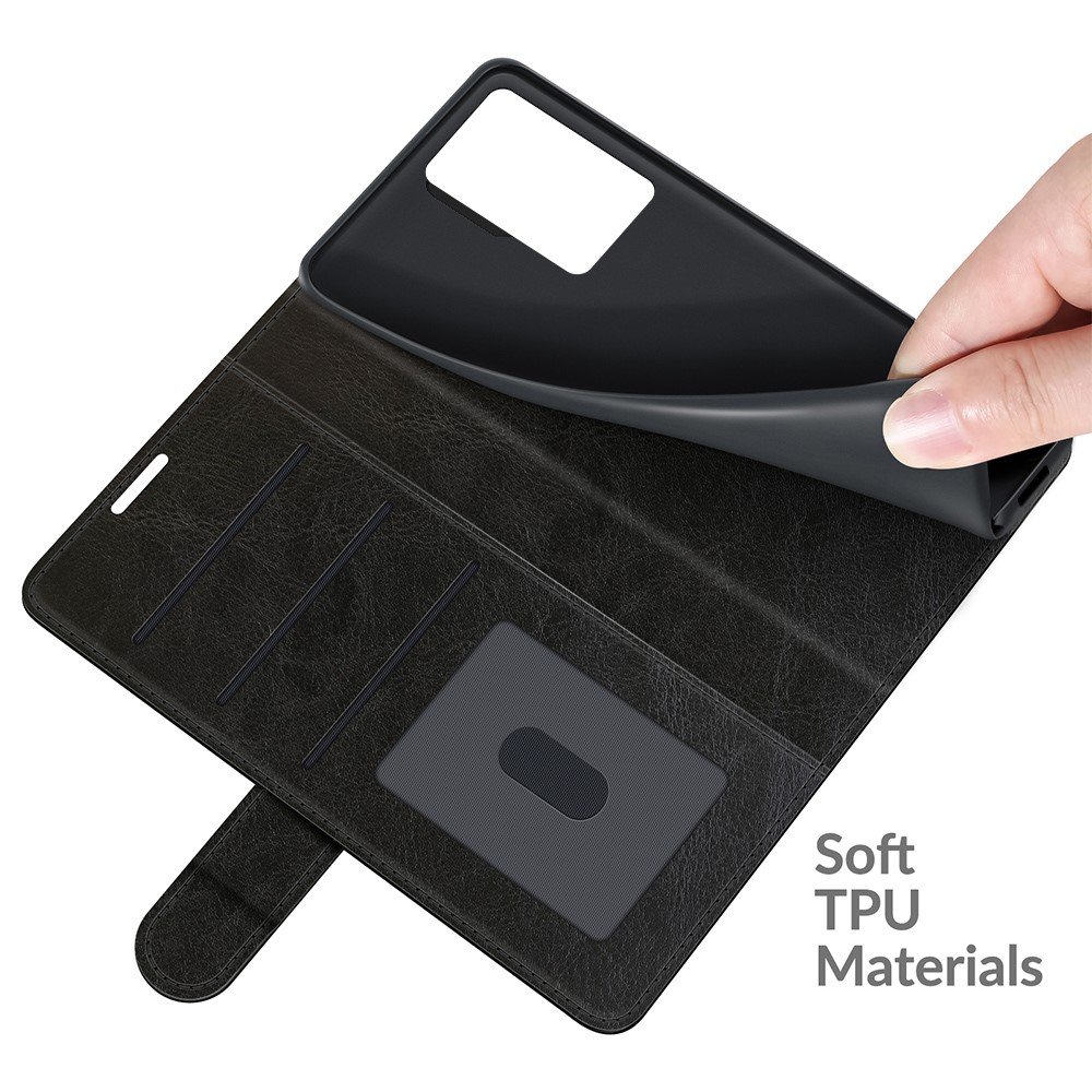 Retro Style Wallet Crazy Horse Texture Leather Case with Stand for ZTE Axon 30 Ultra 5G - Black-7