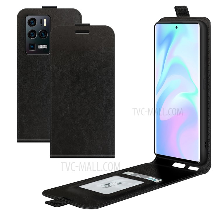 Crazy Horse Texture Vertical Flip Leather Case with Card Holder Design for ZTE Axon 30 Ultra 5G - Black-8