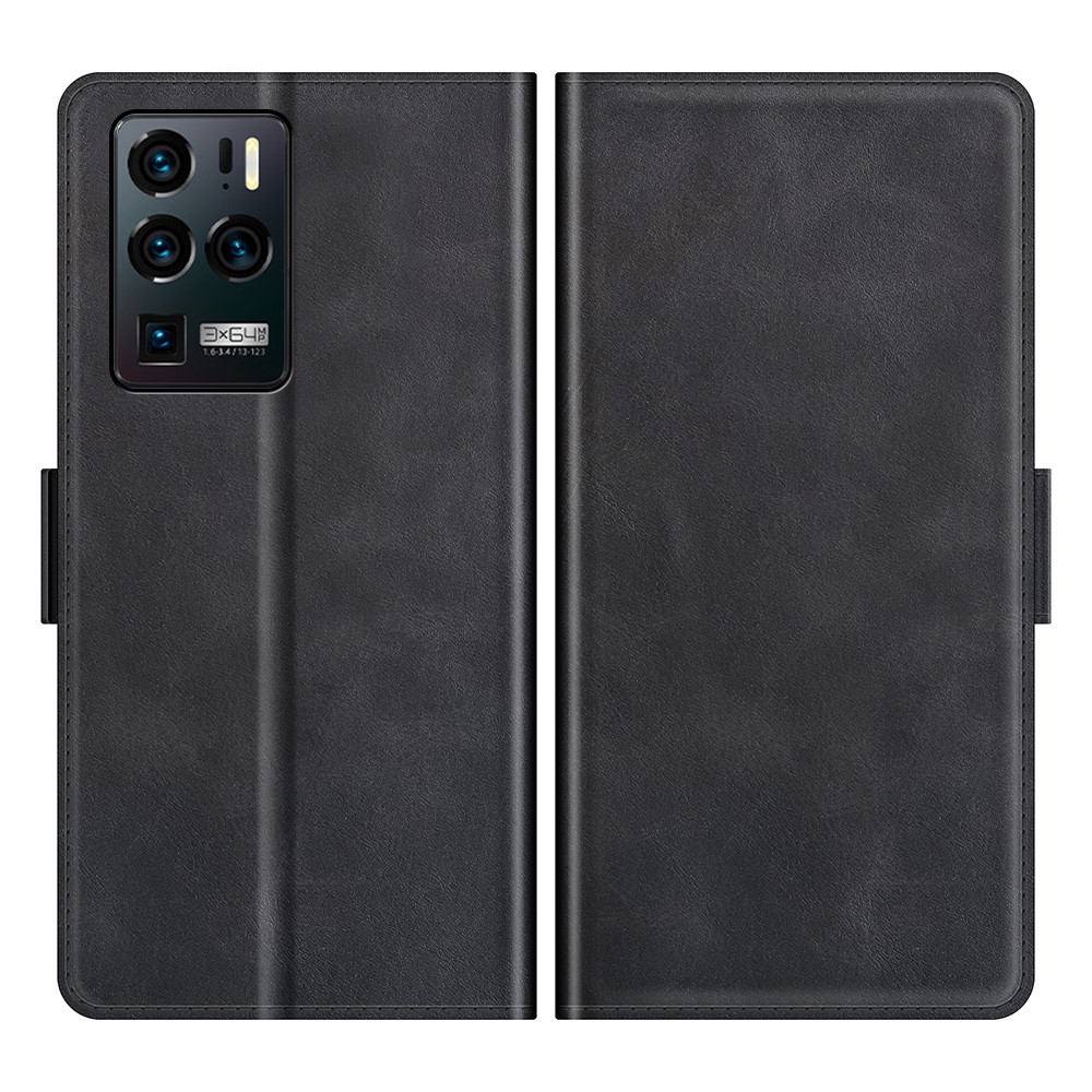 Magnetic Clasp Closure PU Leather Phone Case Wallet Stand Shell for ZTE Axon 30 Ultra 5G - Black-1