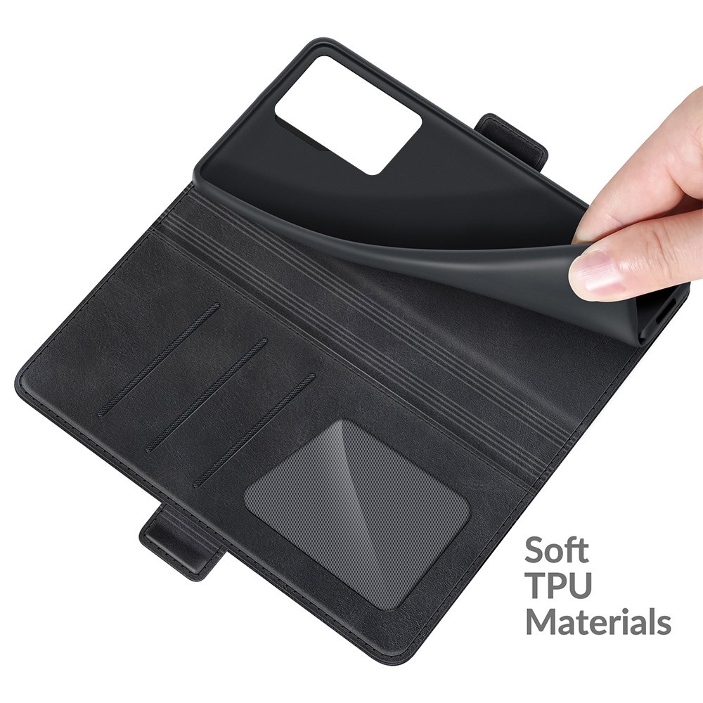 Magnetic Clasp Closure PU Leather Phone Case Wallet Stand Shell for ZTE Axon 30 Ultra 5G - Black-7