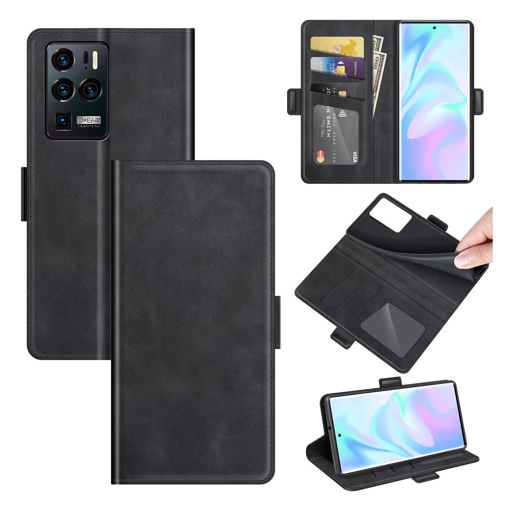 Magnetic Clasp Closure PU Leather Phone Case Wallet Stand Shell for ZTE Axon 30 Ultra 5G - Black-8
