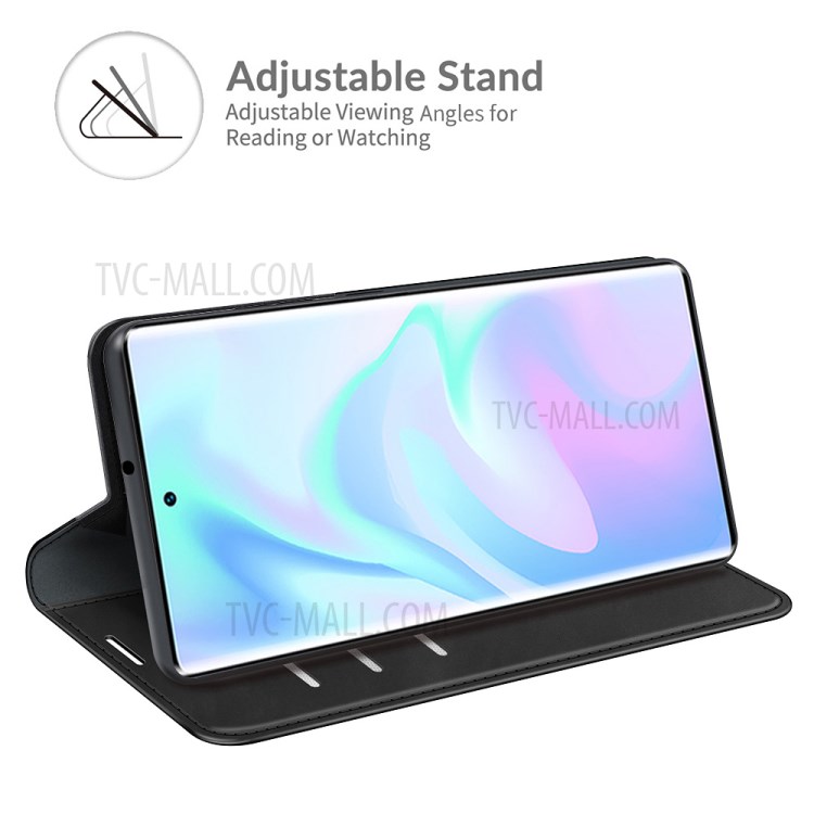 Auto-Absorbed Case Skin-touch Leather Protective Cover with Wallet Stand for ZTE Axon 30 Ultra 5G - Black-5
