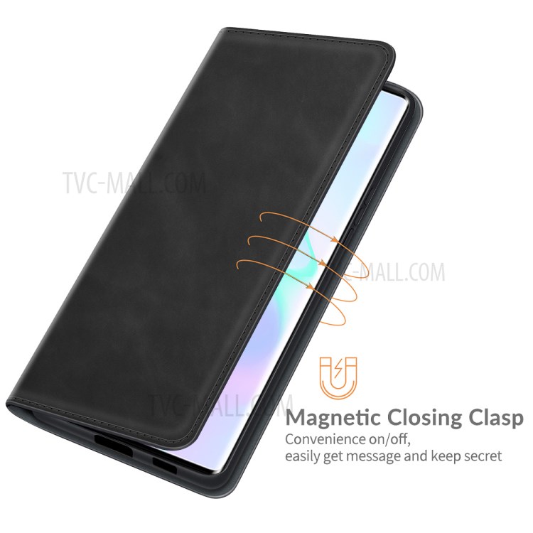 Auto-Absorbed Case Skin-touch Leather Protective Cover with Wallet Stand for ZTE Axon 30 Ultra 5G - Black-6