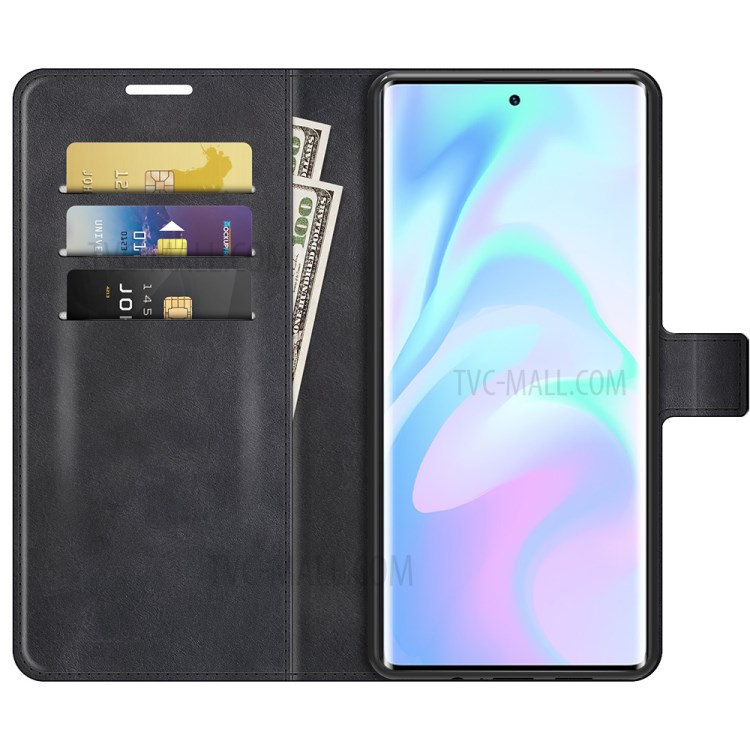 Wallet Design Leather Stand Protective Case Magnetic Square Clasp Cover for ZTE Axon 30 Ultra 5G - Black-4